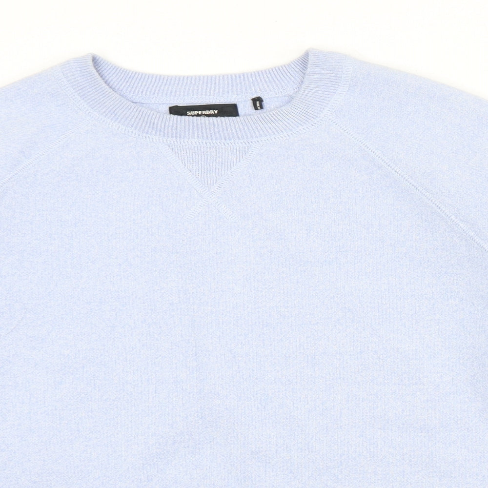 Superdry Womens Blue Crew Neck  Cotton Pullover Jumper Size 10