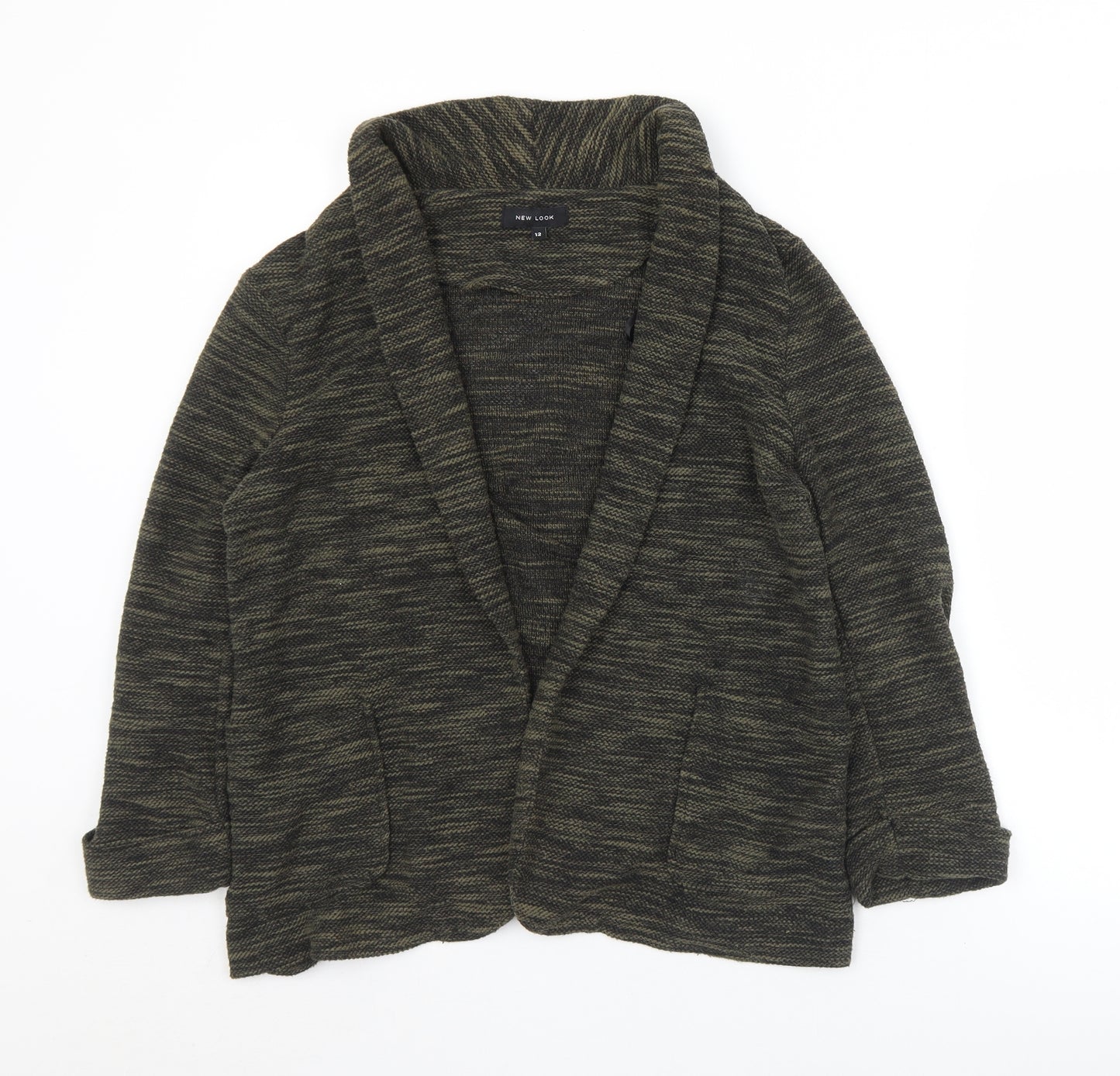 New Look Womens Green Collared  Polyester Cardigan Jumper Size 12