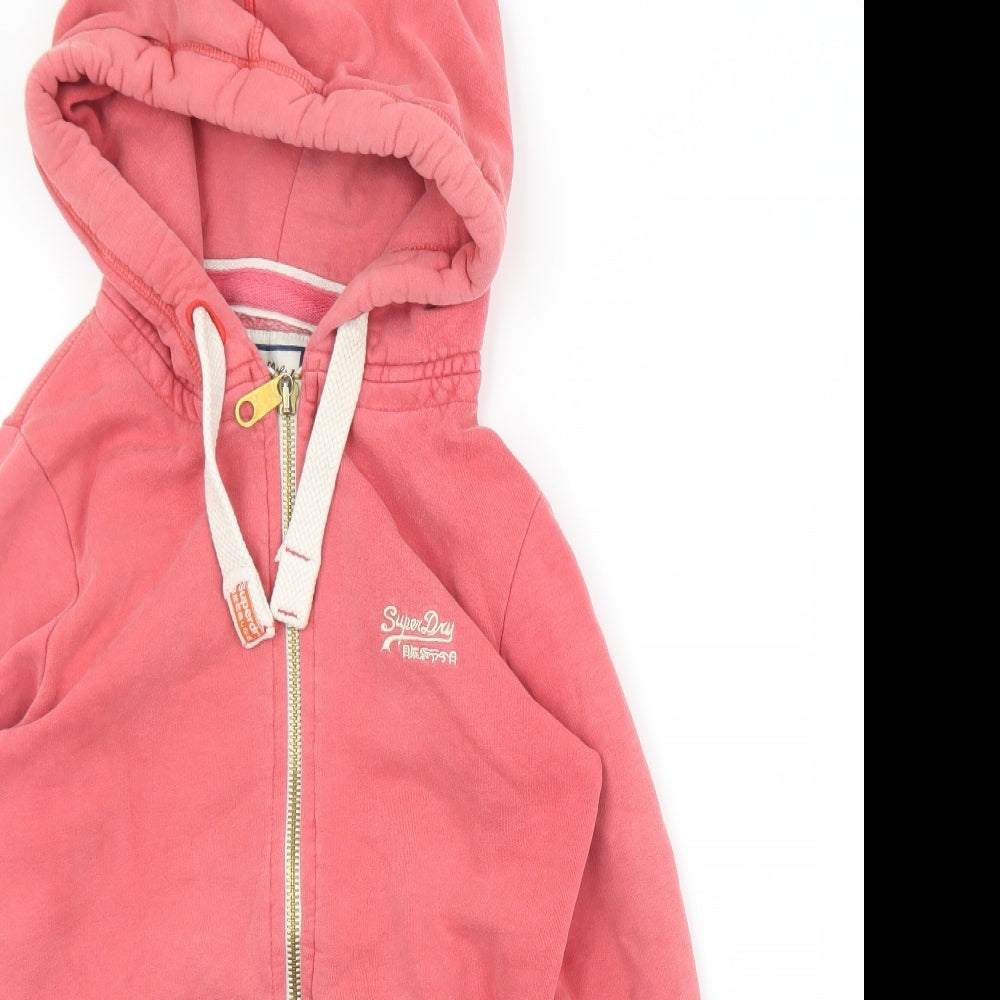 Superdru Womens Pink  Cotton Full Zip Hoodie Size S  Zip