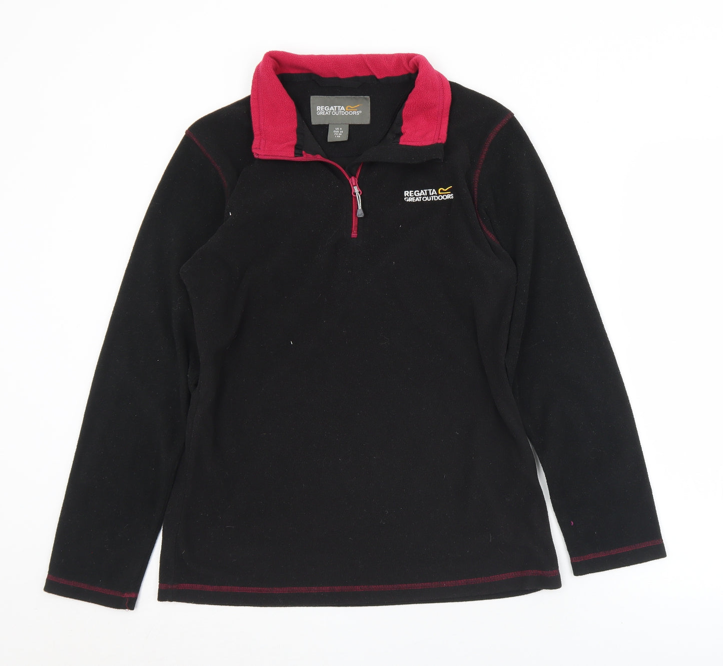 Regatta Womens Black  Polyester Pullover Casual Size 8 Collared Zip
