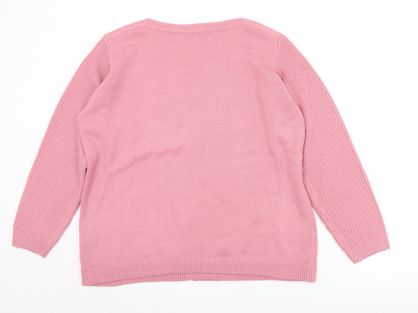 The Edinburgh Woollen Mill  Womens Pink Round Neck  Acrylic Pullover Jumper Size 18   - 18-20