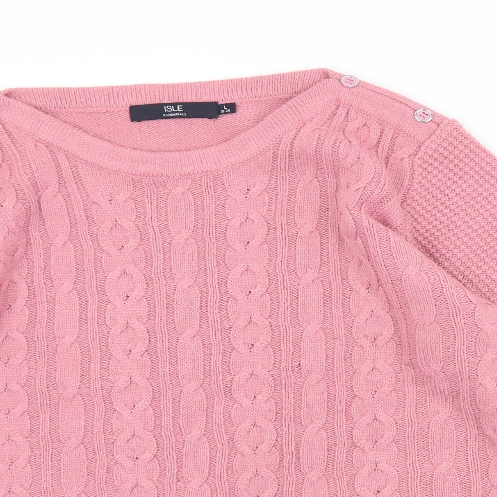 The Edinburgh Woollen Mill  Womens Pink Round Neck  Acrylic Pullover Jumper Size 18   - 18-20