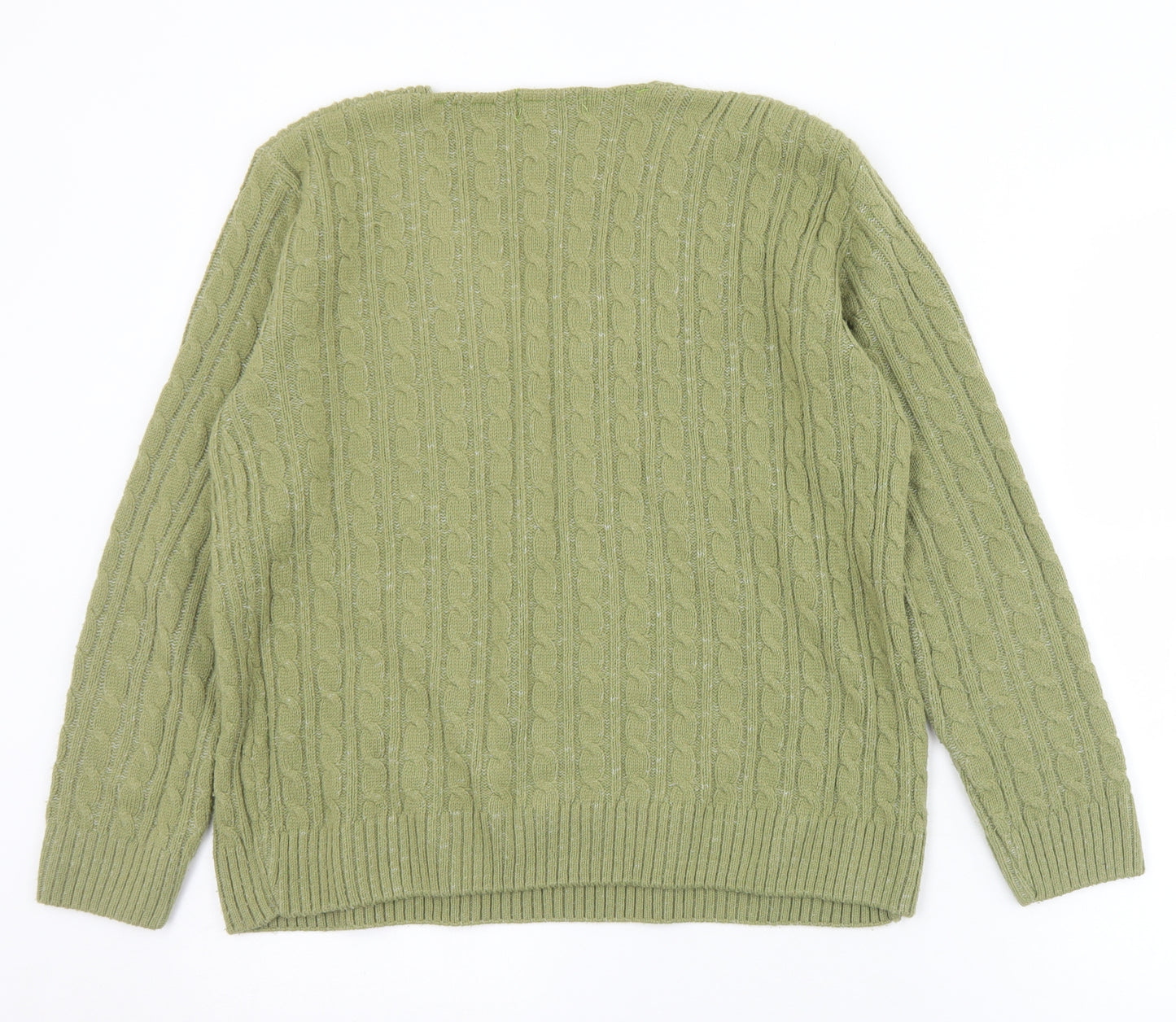 CHIC Womens Green V-Neck  Acrylic Pullover Jumper Size L   - L/XL