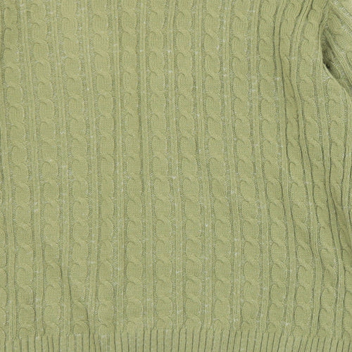CHIC Womens Green V-Neck  Acrylic Pullover Jumper Size L   - L/XL