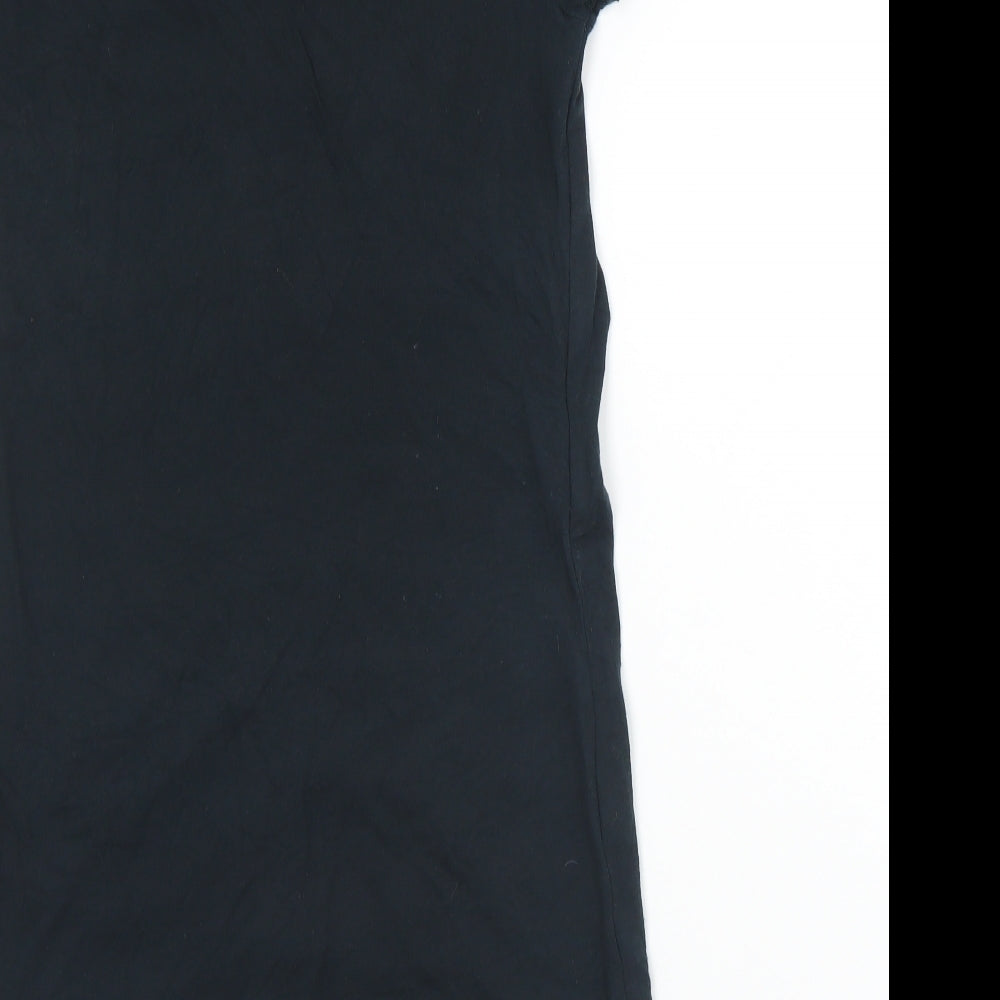 River Island Womens Black  Cotton Basic T-Shirt Size 10 Round Neck - Distressed effect