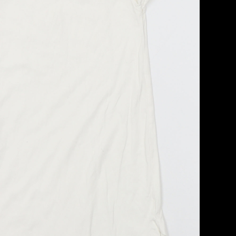 name it Girls White Floral Cotton Tunic T-Shirt Size 6 Years Crew Neck  - Slogan
