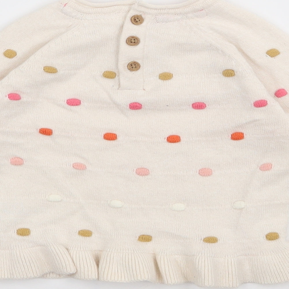 F&F Girls Ivory  Cotton Pullover Jumper Size 0-3 Months