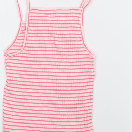 F&F Girls Pink Striped Polyester Camisole Tank Size 9-10 Years Halter