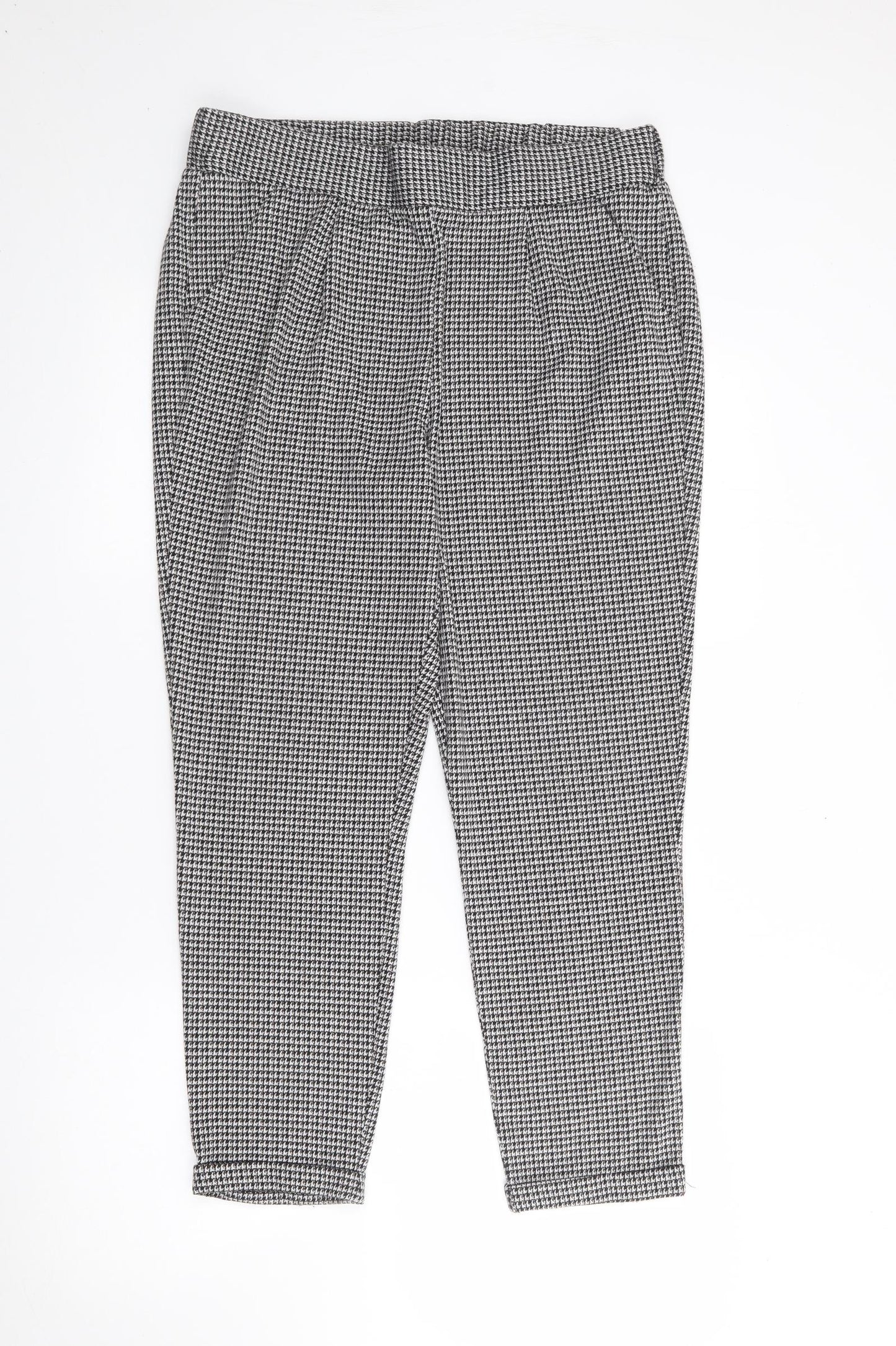 Papaya Womens White Houndstooth Polyester Trousers  Size 12 L25 in Regular