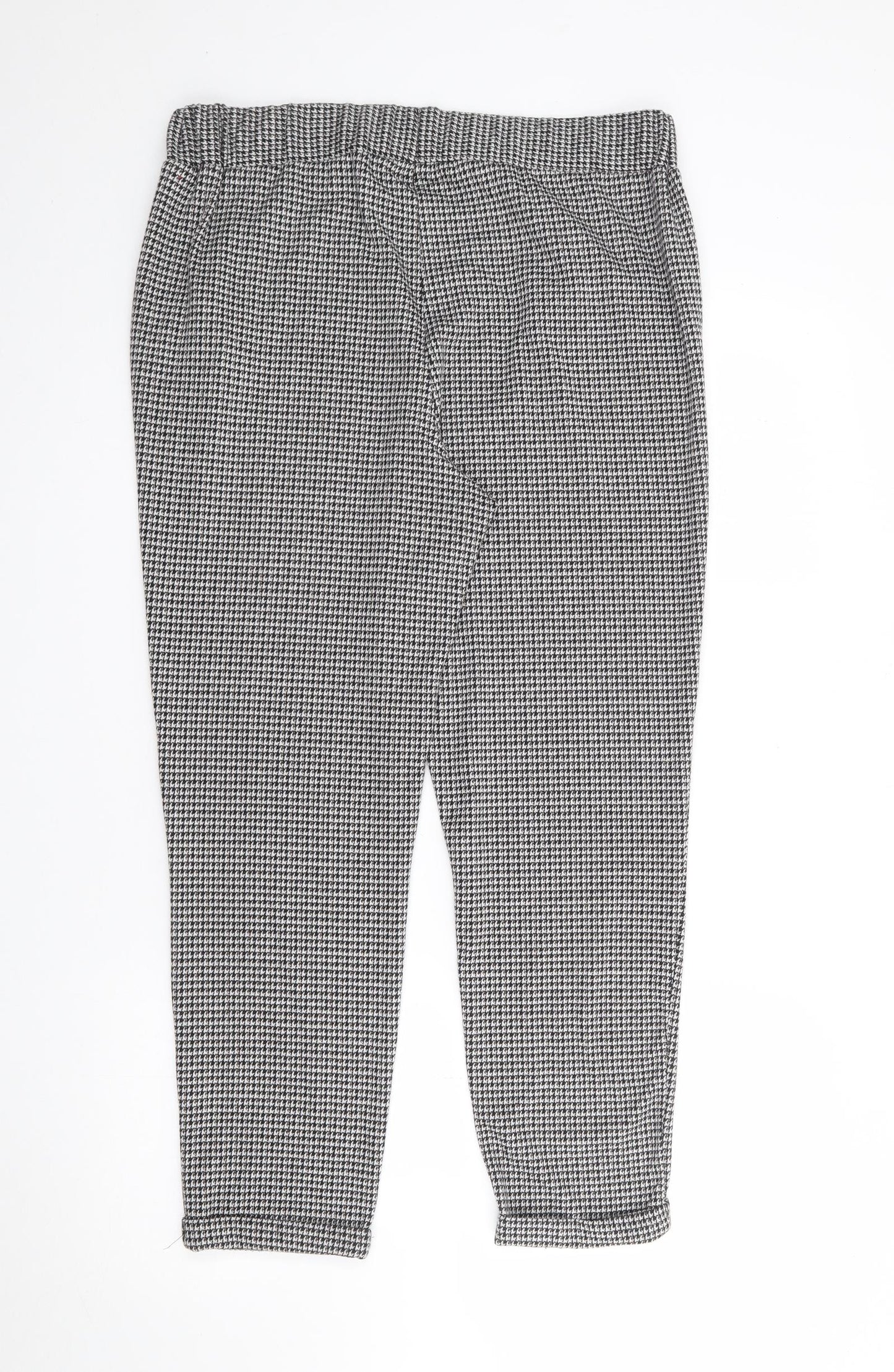 Papaya Womens White Houndstooth Polyester Trousers  Size 12 L25 in Regular