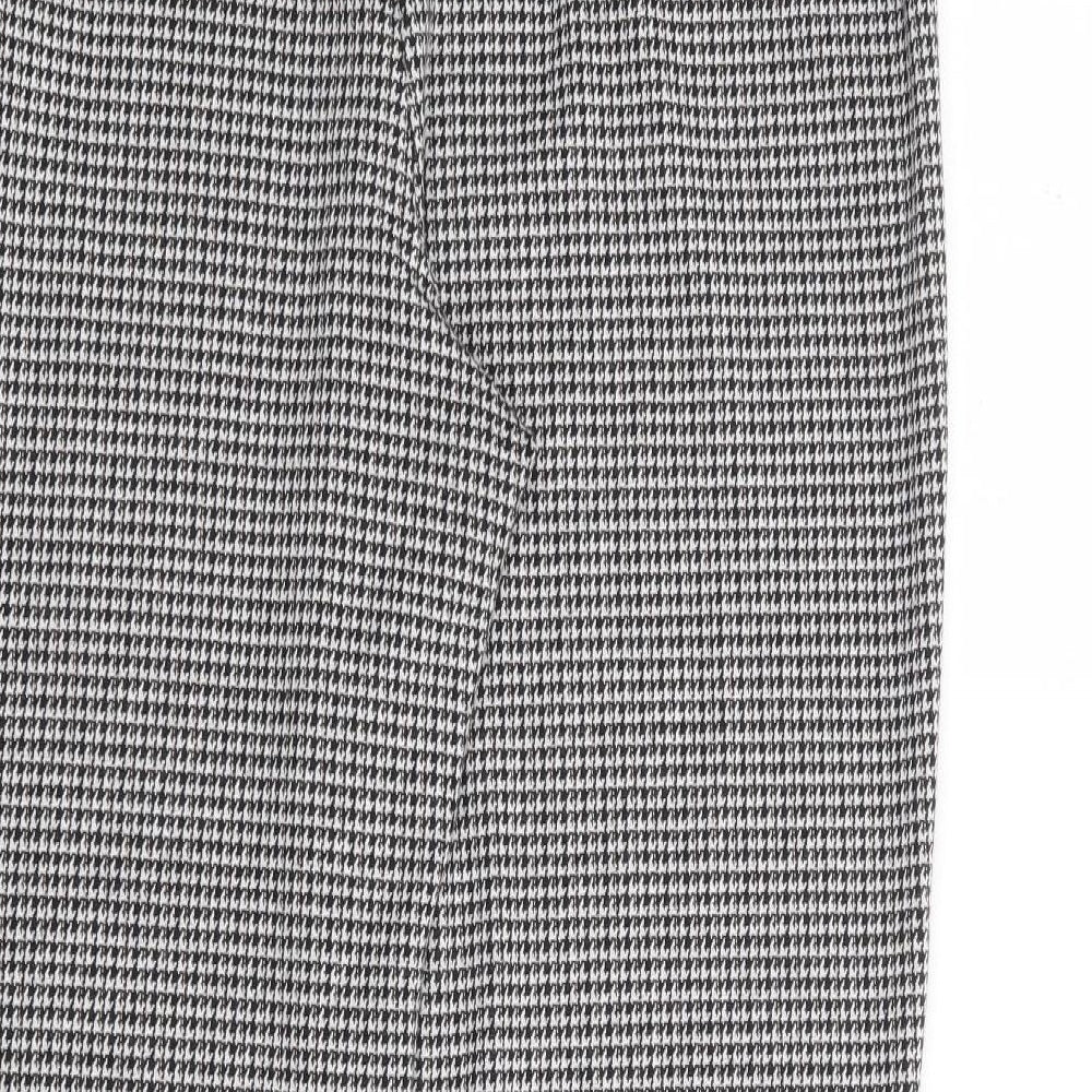 Papaya Womens White Houndstooth Polyester Trousers  Size 12 L25 in Regular