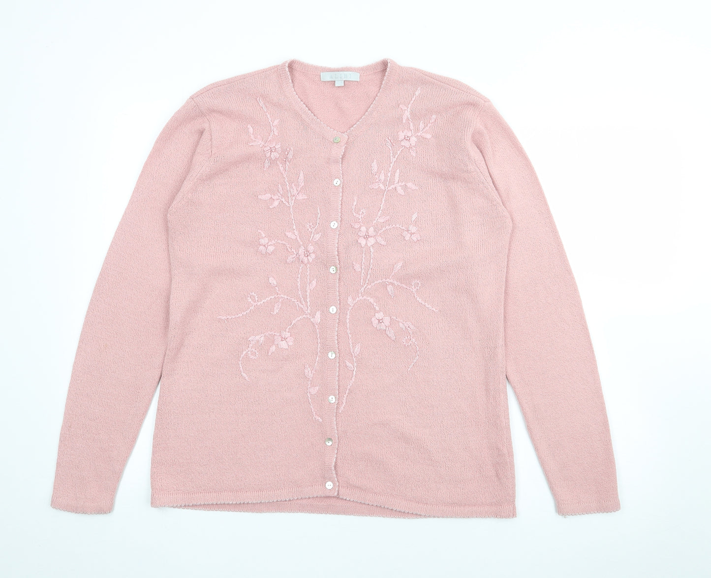 Alibi Womens Pink V-Neck  Acrylic Cardigan Jumper Size 14