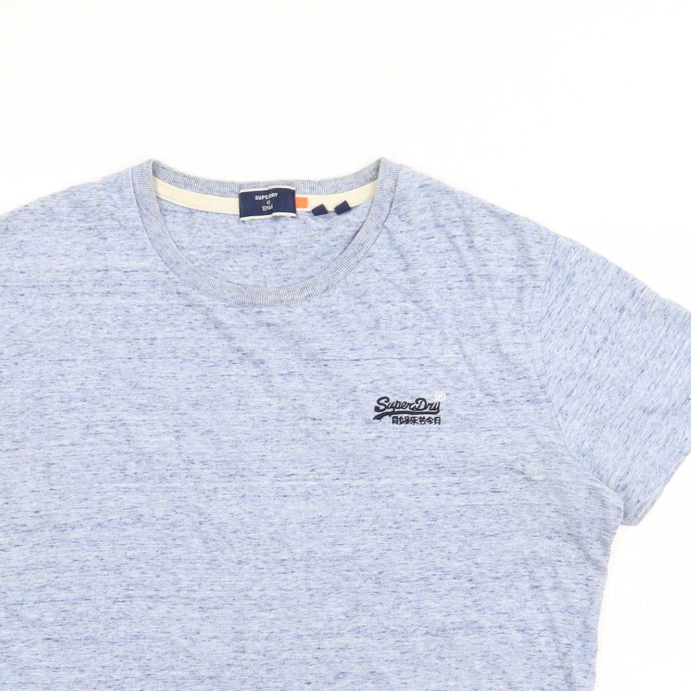 Superdry Womens Blue  Cotton Basic T-Shirt Size M Crew Neck