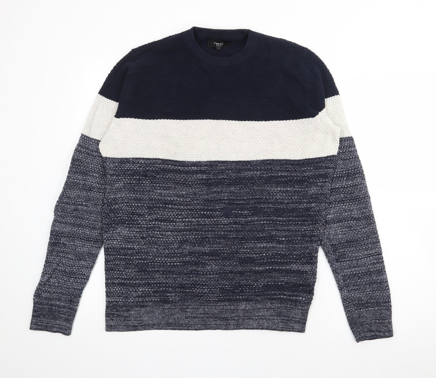 NEXT Mens Blue Crew Neck  Cotton Pullover Jumper Size M