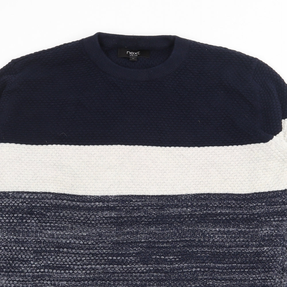 NEXT Mens Blue Crew Neck  Cotton Pullover Jumper Size M