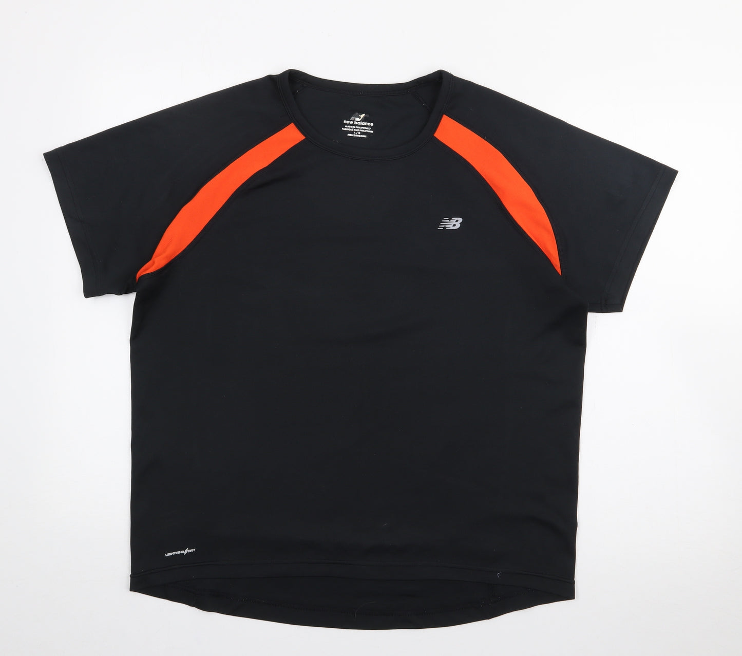 New Balance Mens Black  Polyester Pullover T-Shirt Size L Crew Neck