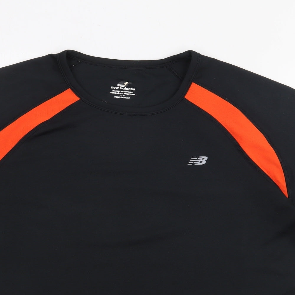 New Balance Mens Black  Polyester Pullover T-Shirt Size L Crew Neck
