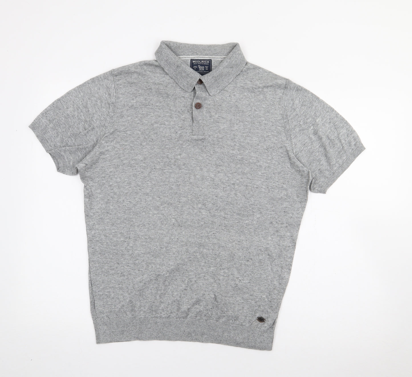 Woolrich Mens Grey  Wool  Polo Size M Collared Button