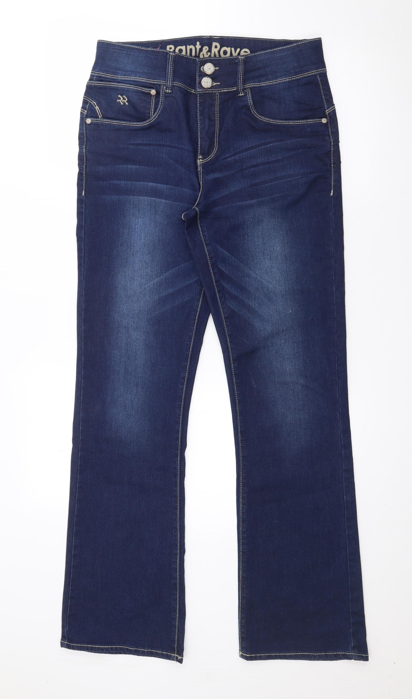 Rant & Rave Womens Blue  Cotton Straight Jeans Size 14 L30 in Regular