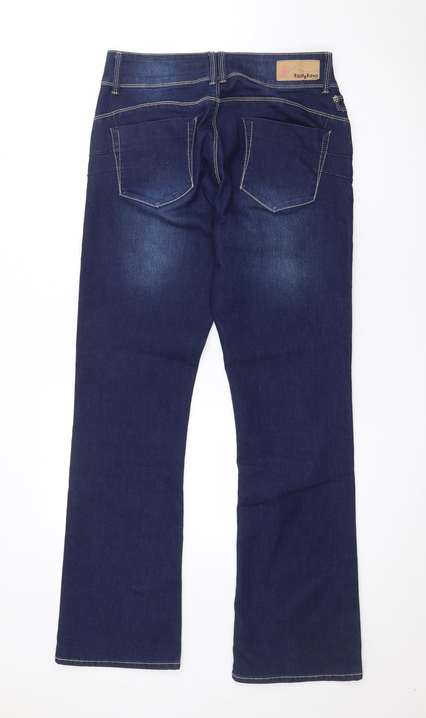 Rant & Rave Womens Blue  Cotton Straight Jeans Size 14 L30 in Regular