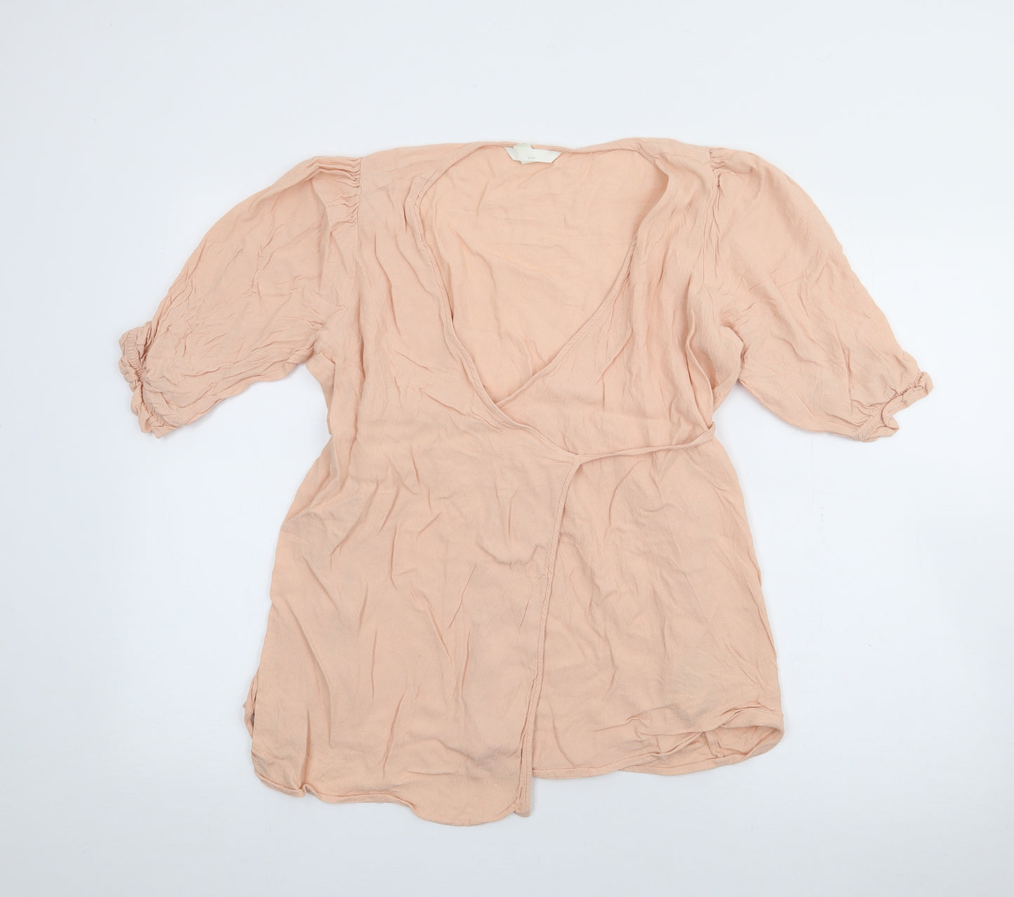 H&M Womens Orange  Viscose Wrap Blouse Size S V-Neck