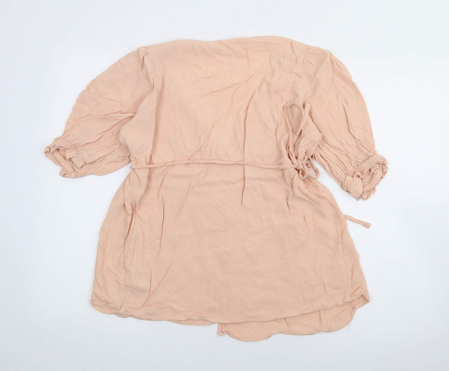 H&M Womens Orange  Viscose Wrap Blouse Size S V-Neck