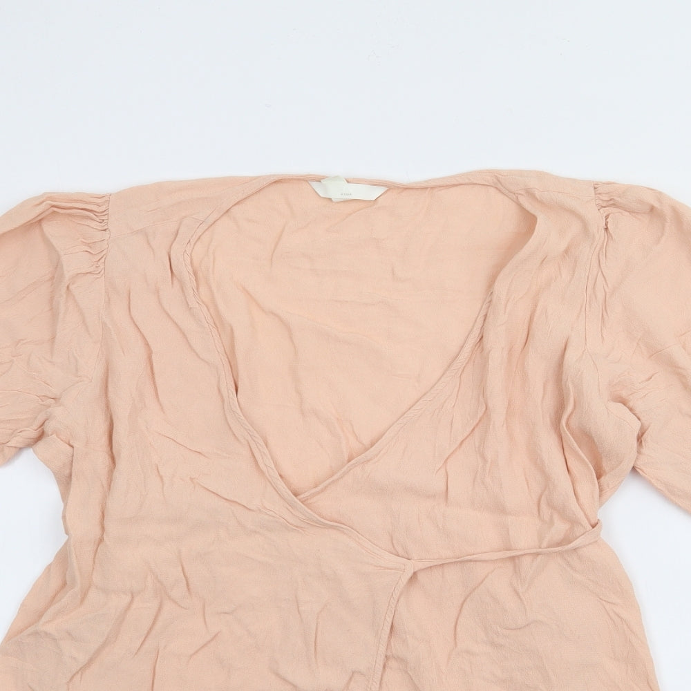 H&M Womens Orange  Viscose Wrap Blouse Size S V-Neck