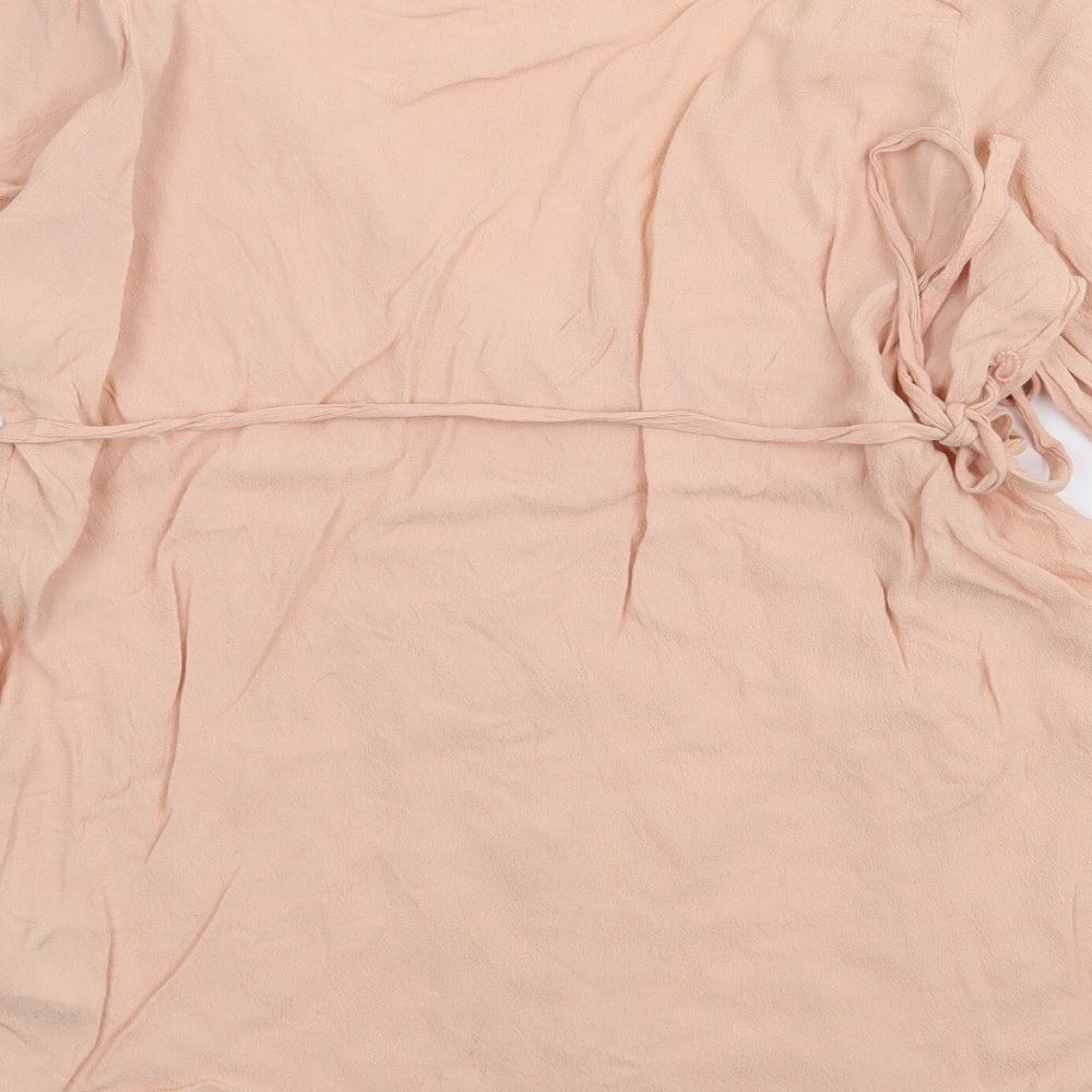 H&M Womens Orange  Viscose Wrap Blouse Size S V-Neck