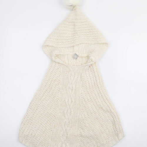 TU Girls White   Jacket Poncho One Size