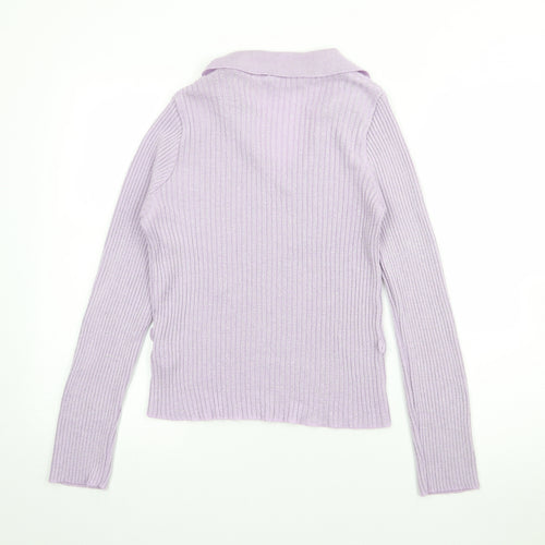 Miss Selfridge Womens Purple  Acrylic Basic Polo Size 12 Collared