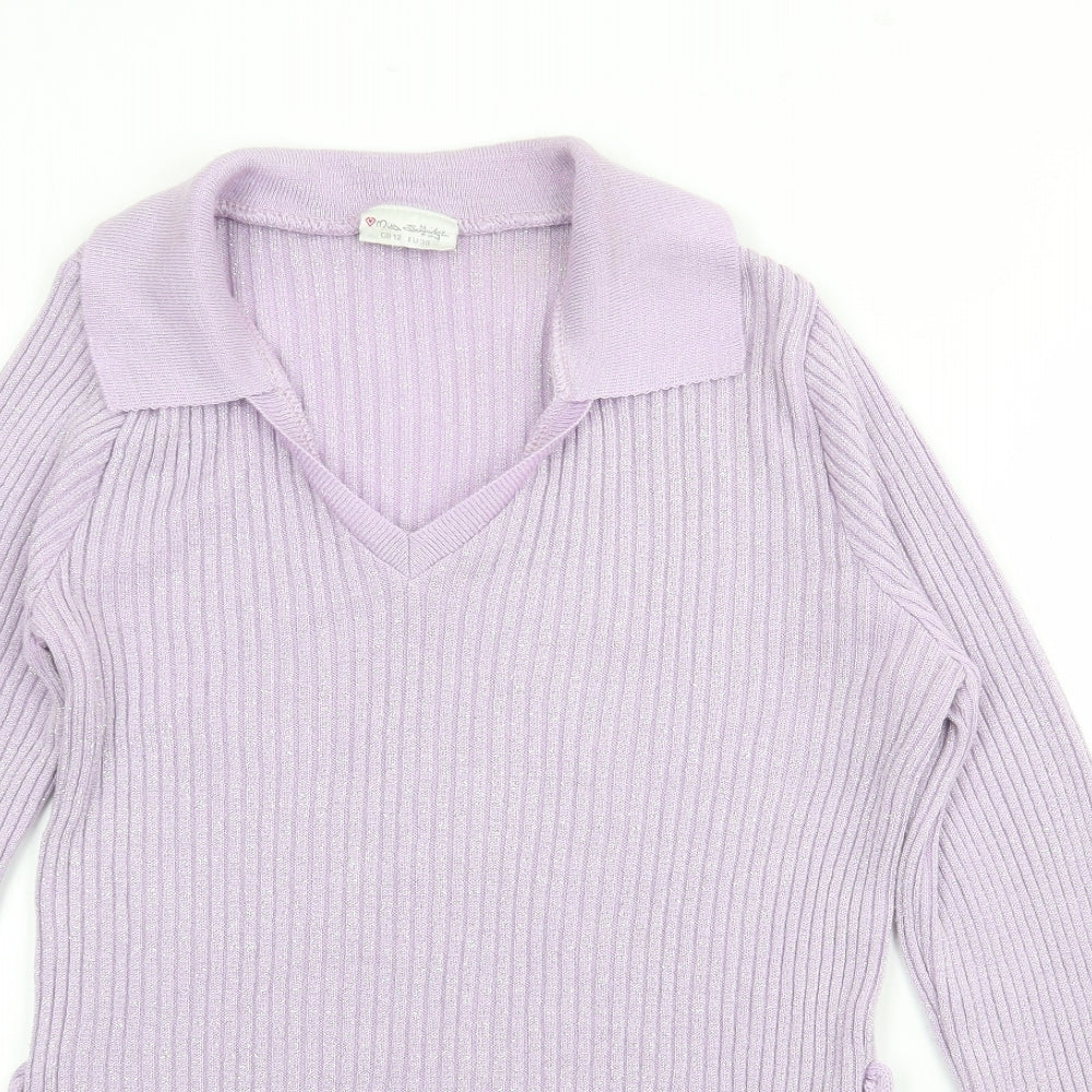 Miss Selfridge Womens Purple  Acrylic Basic Polo Size 12 Collared