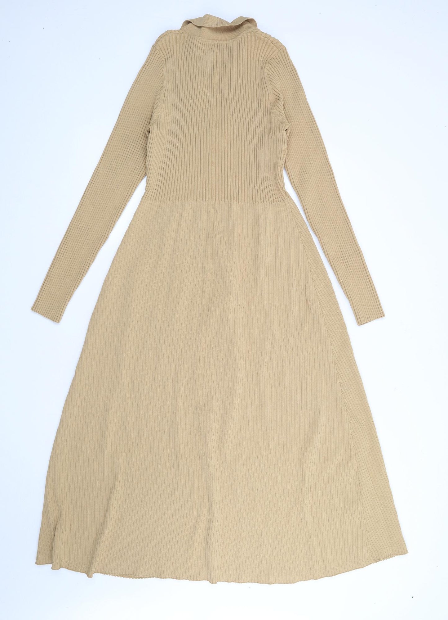 Warehouse Womens Beige  Polyamide Jumper Dress  Size M  Collared