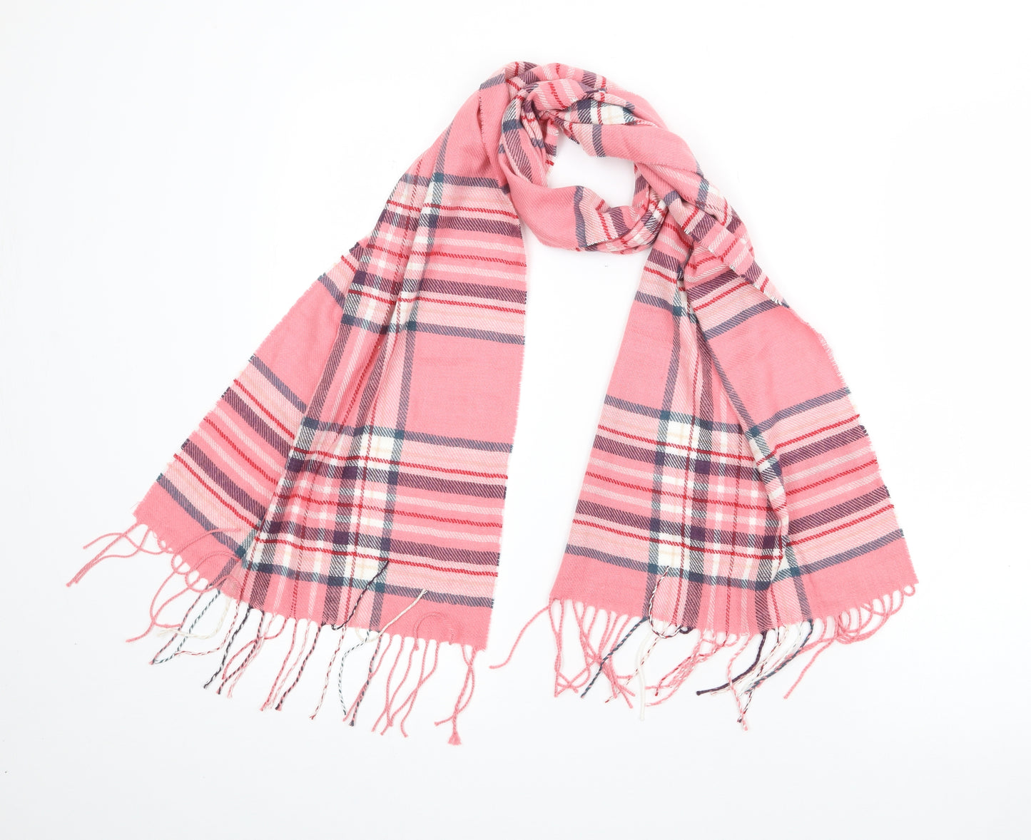 Red Herring Womens Pink Plaid Acrylic  Scarf