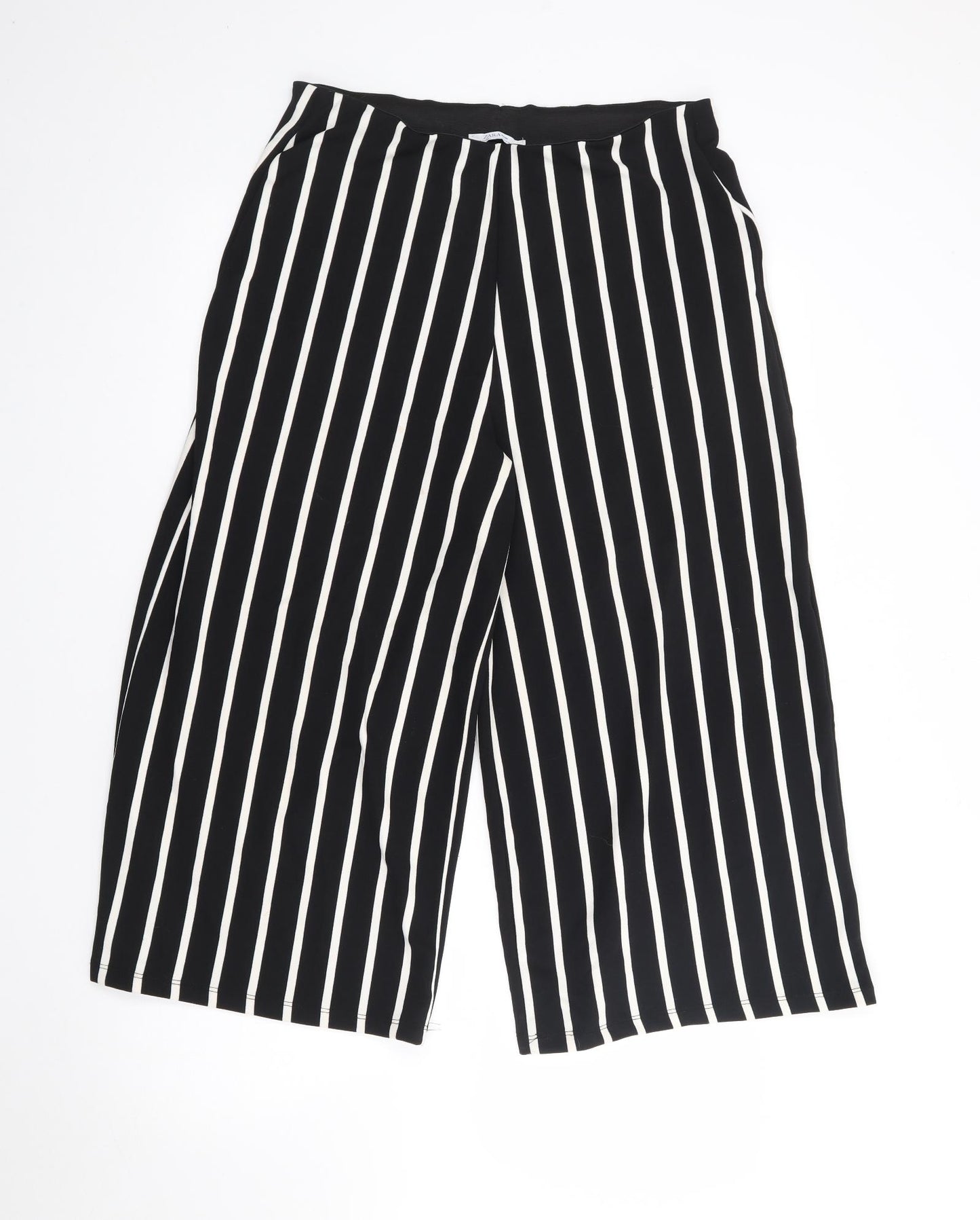 Zara Womens Black Striped Polyester Trousers  Size L L21 in Regular