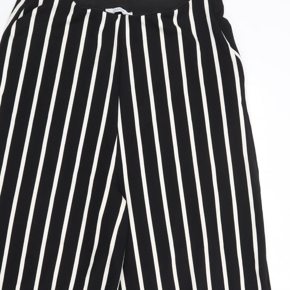 Zara Womens Black Striped Polyester Trousers  Size L L21 in Regular