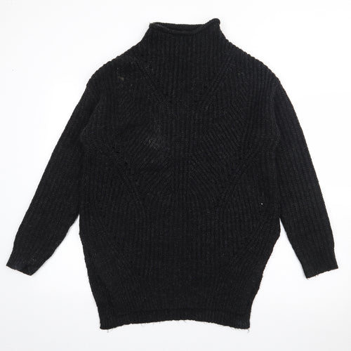 Papaya Womens Black High Neck  Acrylic Pullover Jumper Size M