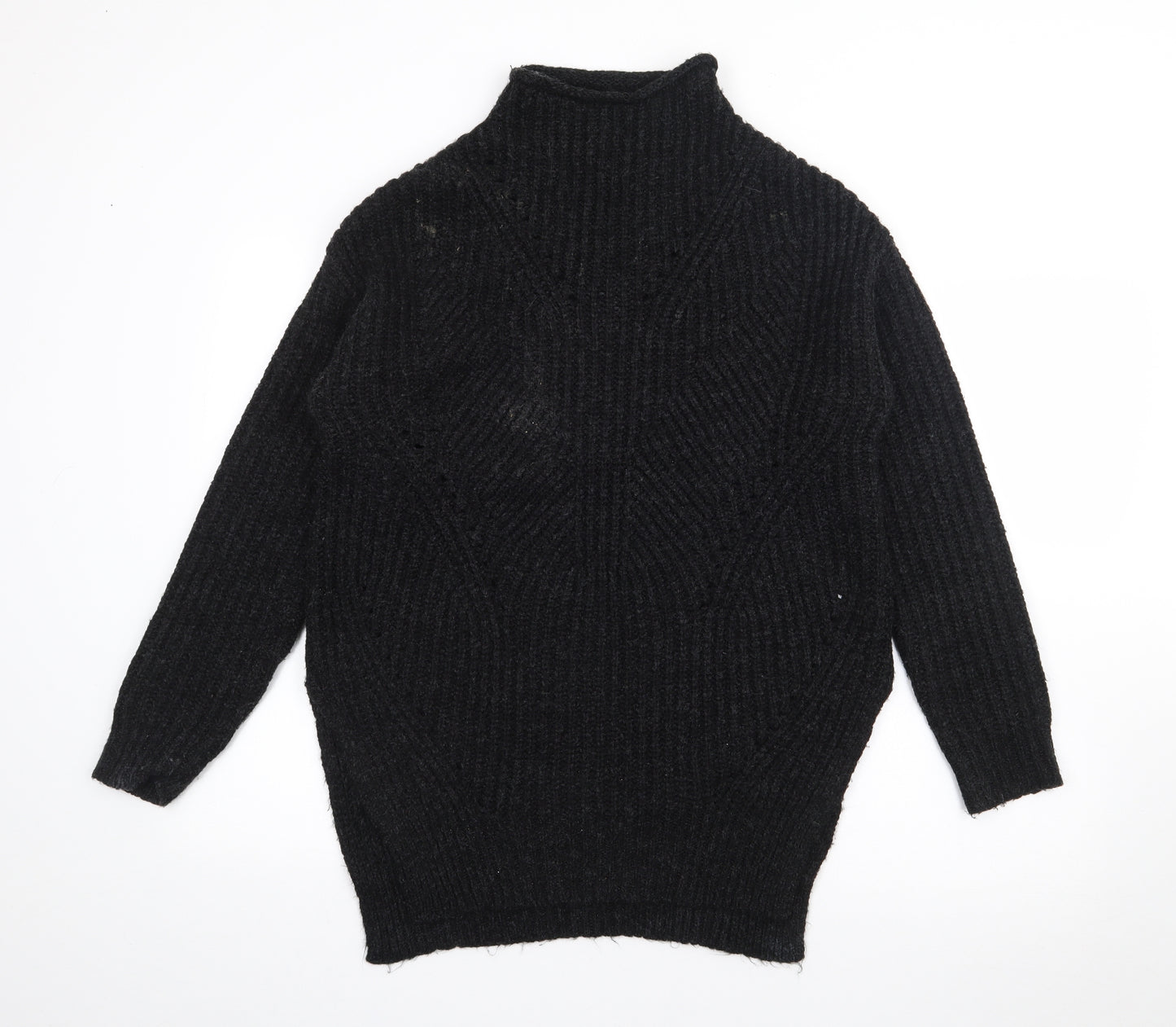 Papaya Womens Black High Neck  Acrylic Pullover Jumper Size M