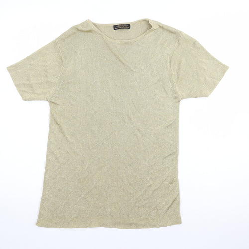 St Bernard Womens Gold  Viscose Basic T-Shirt Size 14 Round Neck