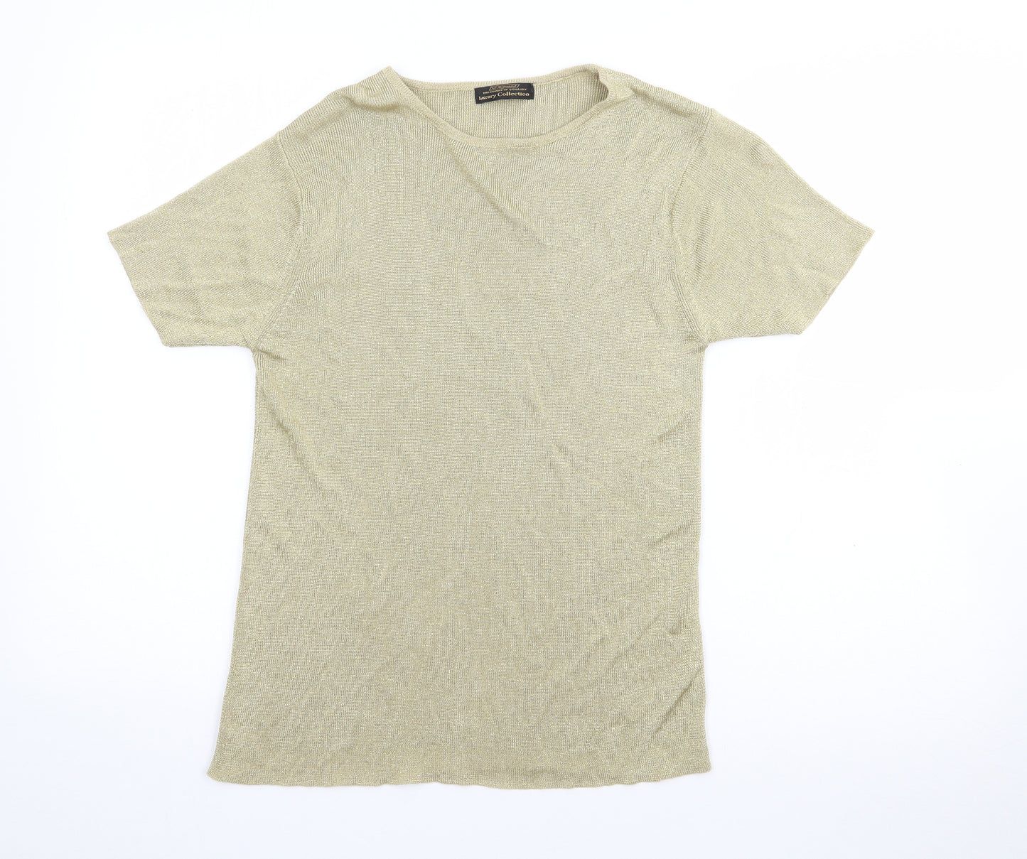 St Bernard Womens Gold  Viscose Basic T-Shirt Size 14 Round Neck