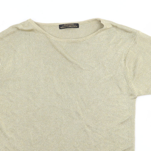 St Bernard Womens Gold  Viscose Basic T-Shirt Size 14 Round Neck