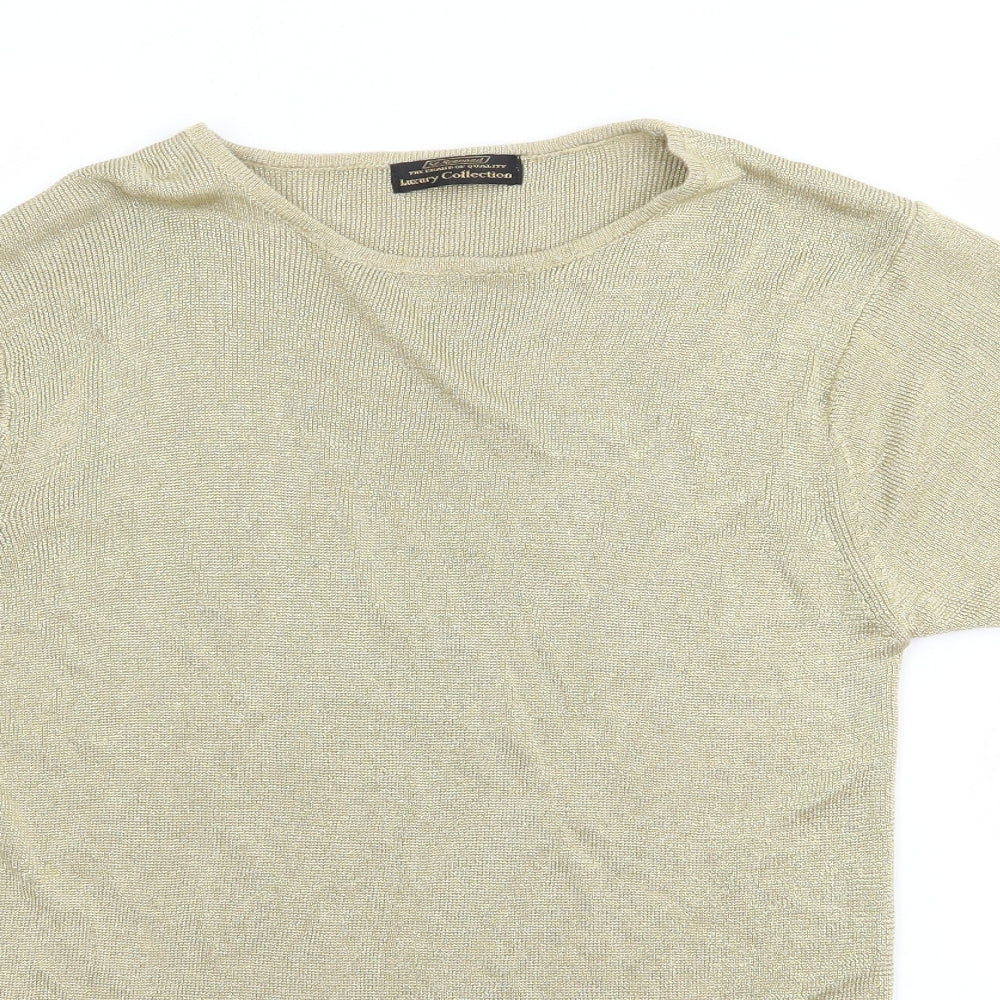 St Bernard Womens Gold  Viscose Basic T-Shirt Size 14 Round Neck