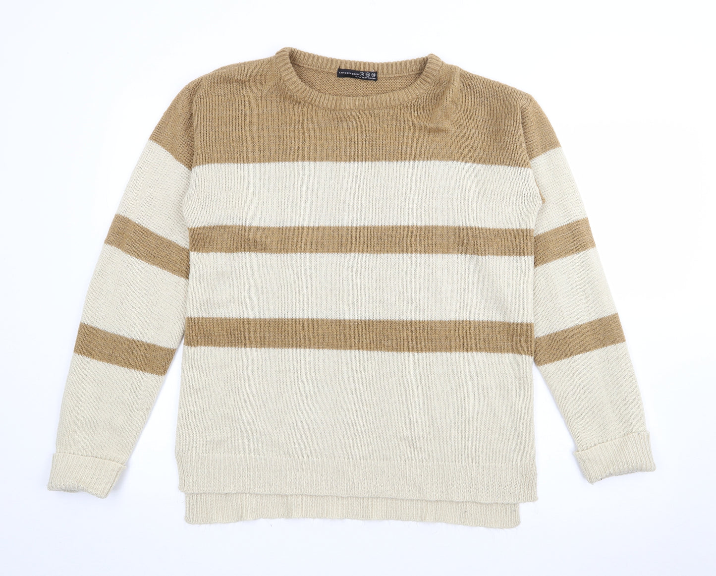 Atmosphere Womens Brown Crew Neck Striped Acrylic Pullover Jumper Size 14