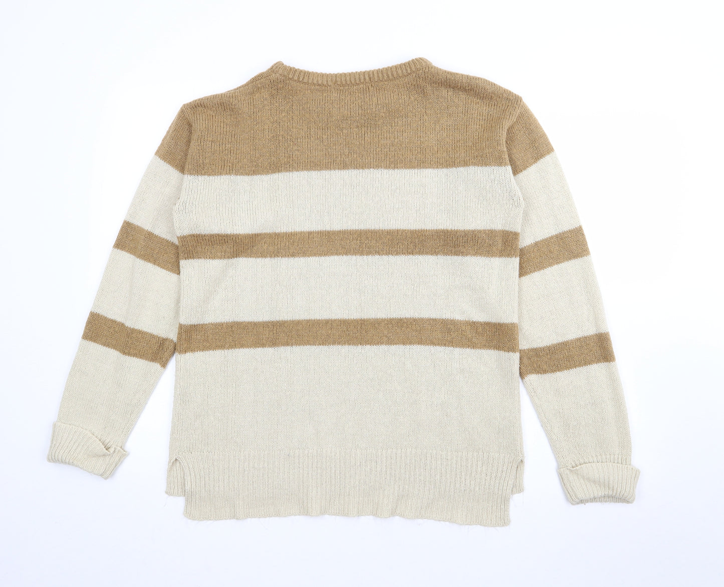 Atmosphere Womens Brown Crew Neck Striped Acrylic Pullover Jumper Size 14