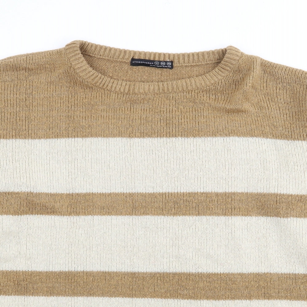 Atmosphere Womens Brown Crew Neck Striped Acrylic Pullover Jumper Size 14