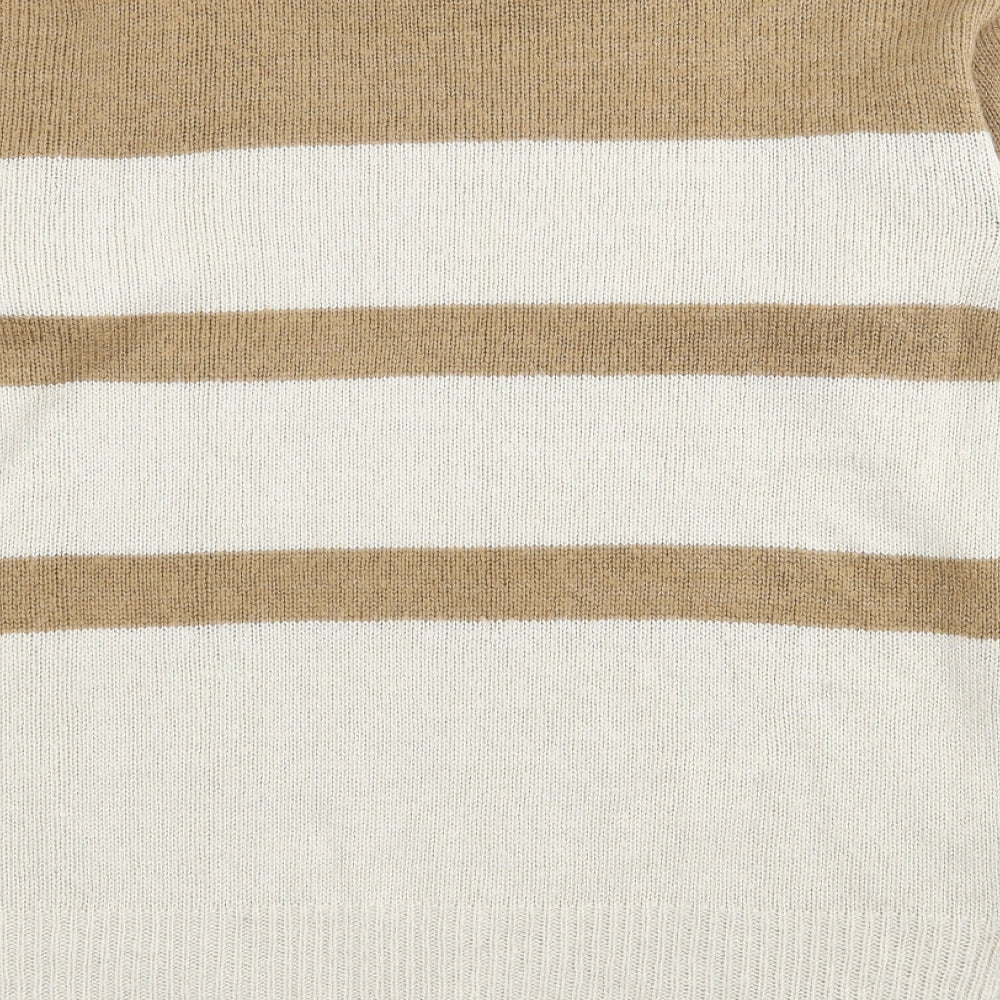 Atmosphere Womens Brown Crew Neck Striped Acrylic Pullover Jumper Size 14