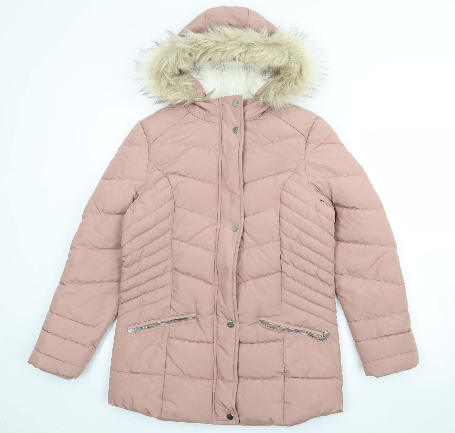 Primark Girls Pink   Puffer Jacket Coat Size 14-15 Years  Zip