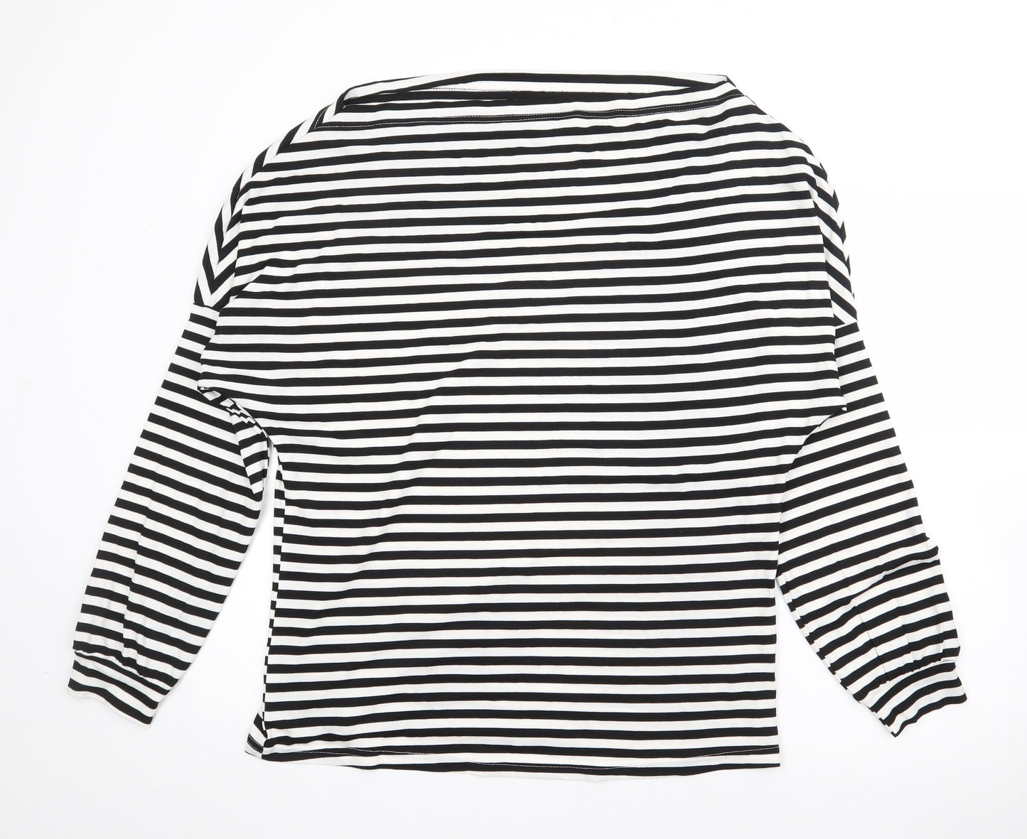 SheIn Womens White Boat Neck Striped Elastane Pullover Jumper Size XL