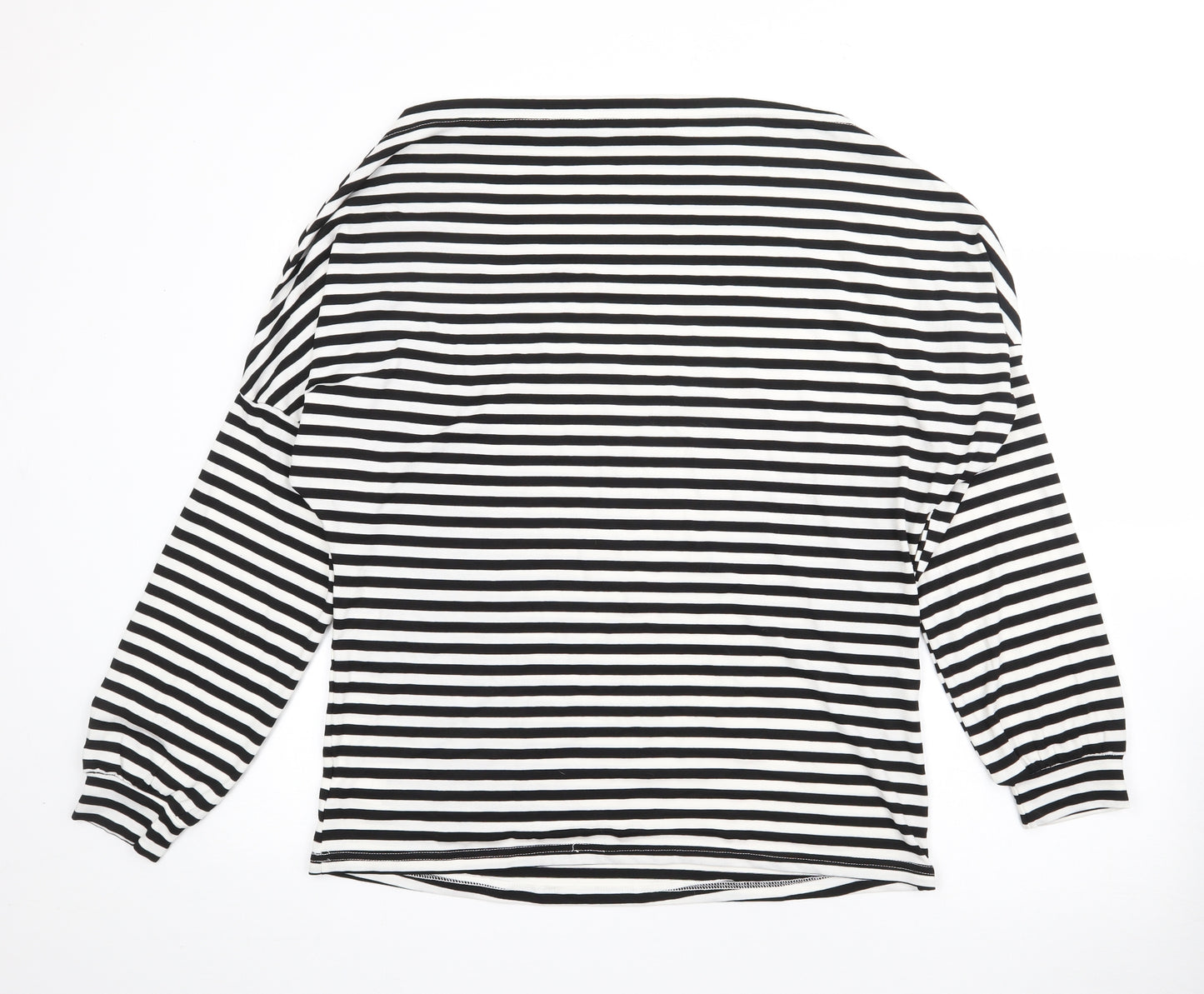 SheIn Womens White Boat Neck Striped Elastane Pullover Jumper Size XL