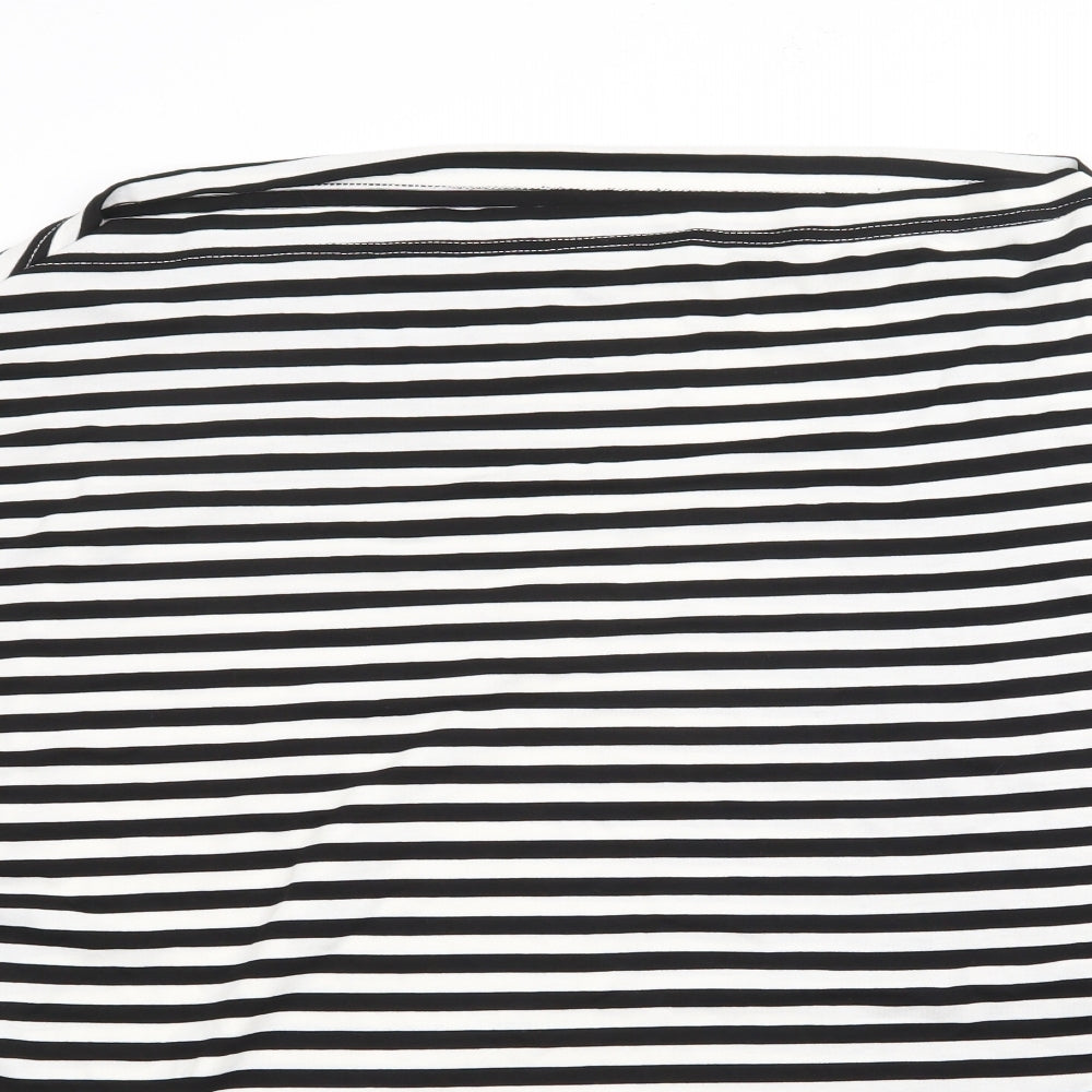 SheIn Womens White Boat Neck Striped Elastane Pullover Jumper Size XL