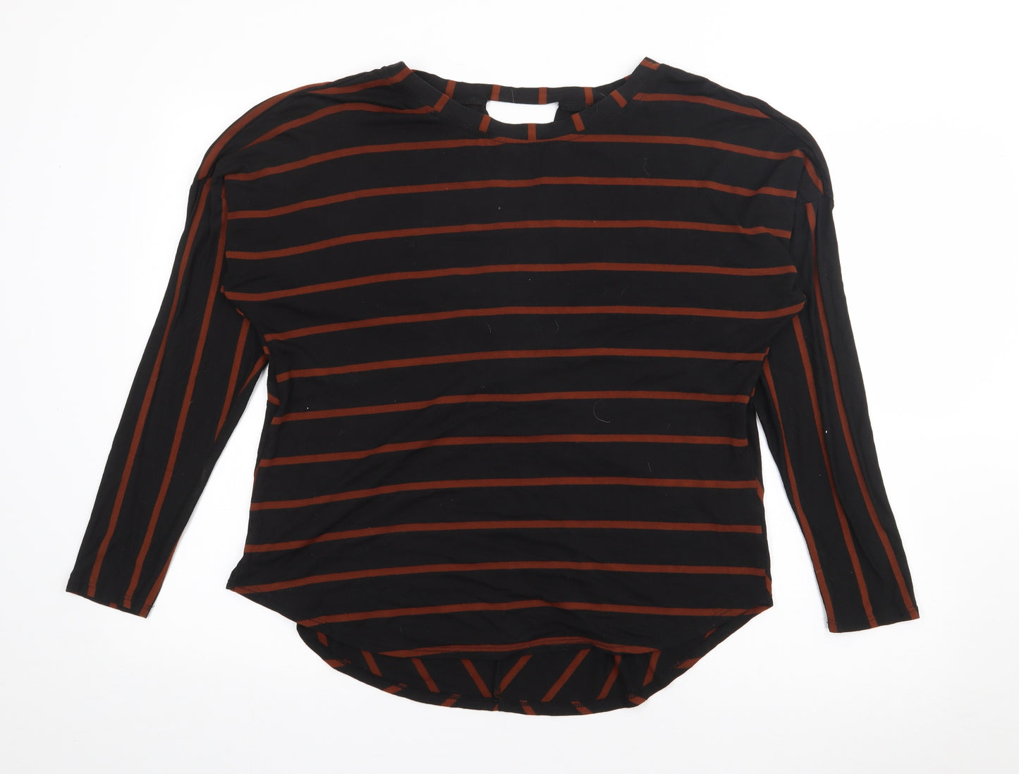 George Womens Black Crew Neck Striped Viscose Pullover Jumper Size 14